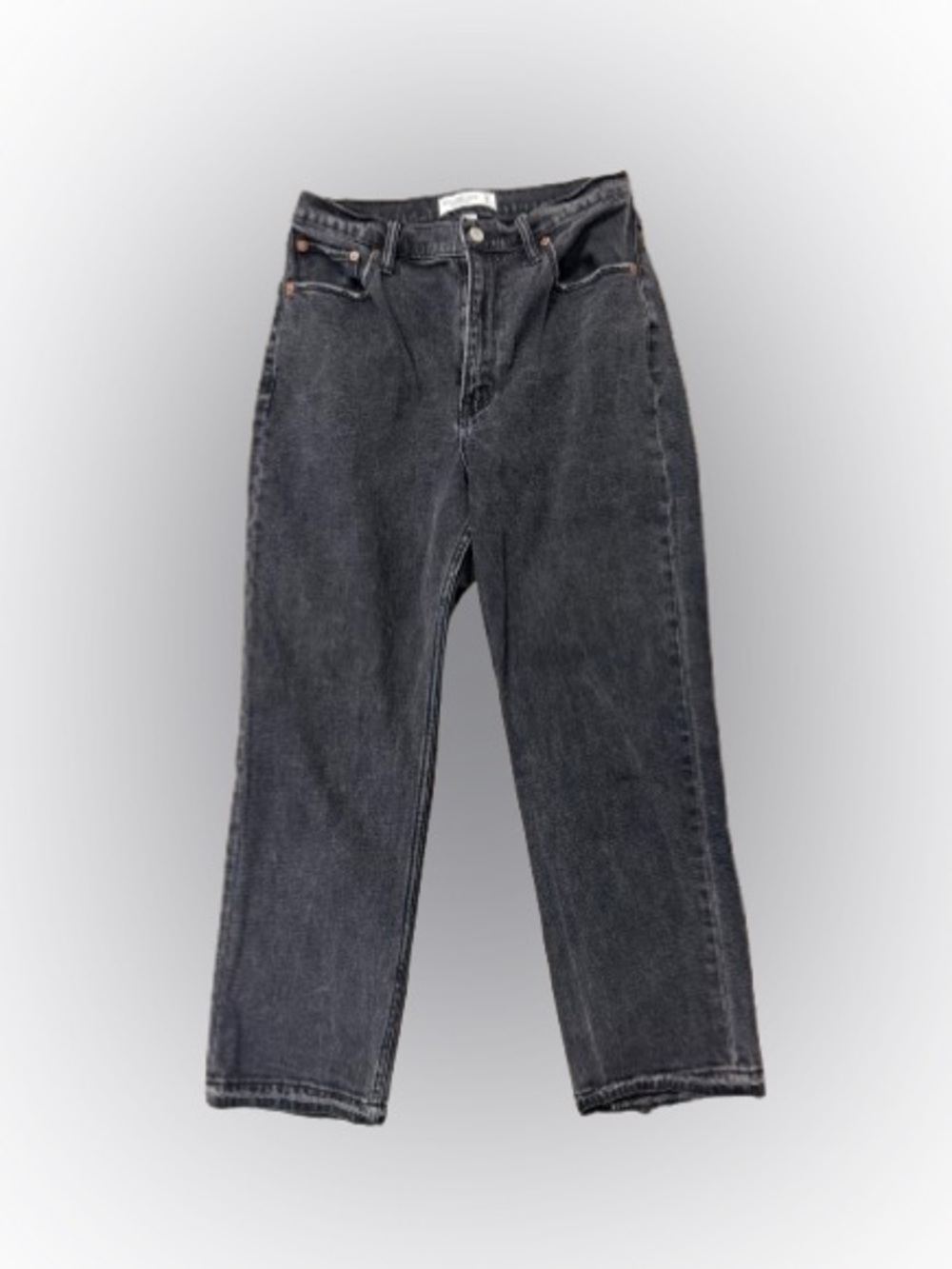 Abercrombie Curve Love Ultra High Rise Ankle Straight Jeans Black Raw Hem 28